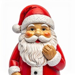 Traditional Santa Claus Figurine Red Outfit on White Background Studio Shot