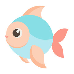 Obraz premium Cute stylized fish character illustration with pastel colors for children books and decoration projects for educational purpose and creative artwork