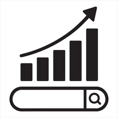Search Engine Optimization Growth Analysis with Arrow and Magnifying Glass Graphic