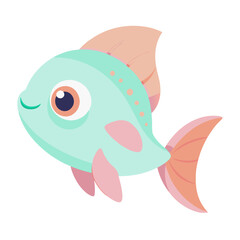 Obraz premium Cartoon fish illustration pastel colors whimsical sea creature cute animal vector graphic for childrens designs