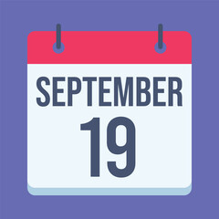 19 September Talk Like a Pirate Day Calendar. Blue Background. Isolated Vector Calendar.