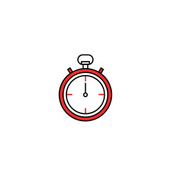 Minimalist red stopwatch icon on a stark black background