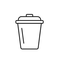 Simple outline of a black trash can with a white lid handle