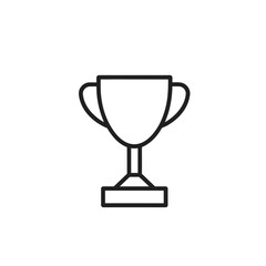 Simple white trophy icon on a black background representing victory and achievement