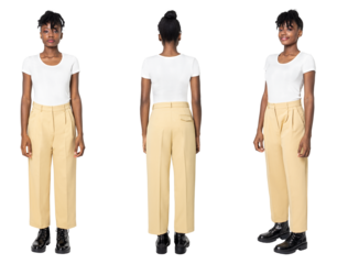 Woman png mockup in beige a-line slack pants business casual wear