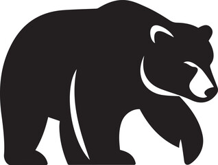 Black bear walking silhouette animal wild, Powerful bear vector black and white design