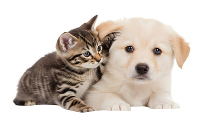 Obraz premium Cute cats or dogs in soft lighting isolated on PNG background.