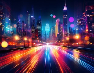 night cityscape blurry lightscape urban scene