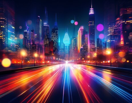 night cityscape blurry lightscape urban scene