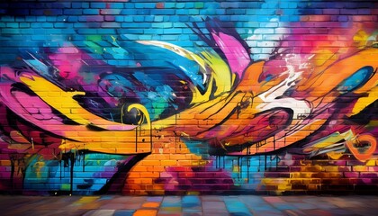 Fototapeta premium vibrant graffiti art brick wall mural