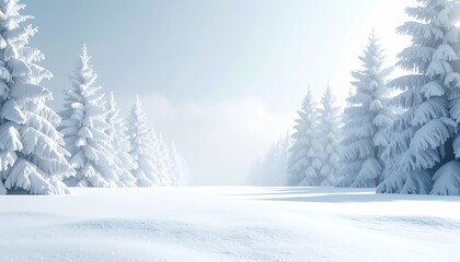 Fototapeta premium Winter wonderland snowy forest landscape tranquil environment serene viewpoint nature photography