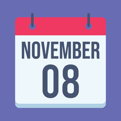 8 November World Radiography Day Calendar. Blue Background. Isolated Vector Calendar.
