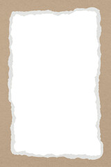 Ripped paper png frame, transparent background, brown design