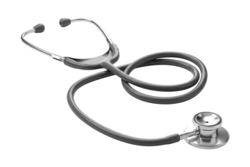 A single stethoscope rests against a black background.
