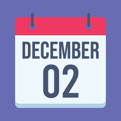 2 December International Day for the Abolition of Slavery Calendar. Blue Background. Isolated Vector Calendar.