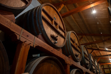 Visit of wine cellar with old large oak barrels, production of fortified dry or sweet tasty marsala...