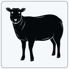 Black sheep illustration. Stylized farm animal symbol for agriculture, livestock, and wool. Vector graphic representing individuality or being an outcast.