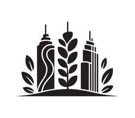 Building icon set, office buildings and real estate business, town house, mall, coffee, collection,  vector illustration EPS 10.