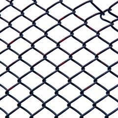 Naklejka premium Close-up view of a chain link fence, isolated on a pure white background. Ideal for construction, security, or sports themes, mesh, pattern