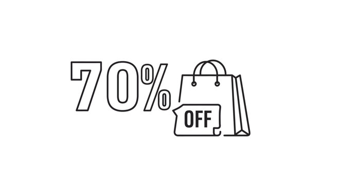 70 Off Sale Promotion with Shopping Bag Icon.