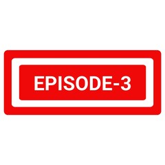 Episode three stamp icon isolated with background. Episode three stamp lable icon.