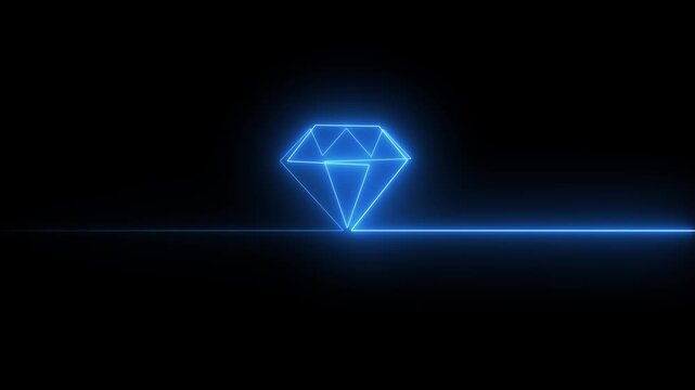 Abstract glowing of Diamond. Crystal jewel stone symbol for neon icon animation with back background.
