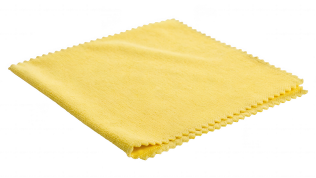 Clean yellow microfiber cloth for wiping surfaces