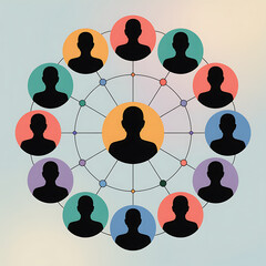 Centralized leadership model illustrating a hierarchical structure with a core leader and connected team members