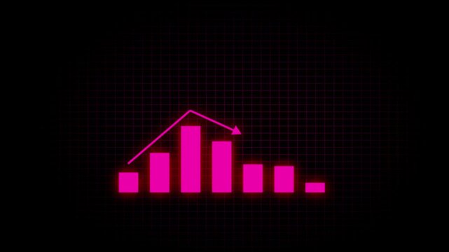 Business graph or chart animated with arrow symbol. Analysis stock market graph. Graph, chart, bar showing business condition.
