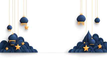 Premium design greeting card for Eid Mubarak. Calligraphy in Arabic The Kufi greeting "Eid Mubarak" means "blessed celebration." Illustration in vector form