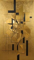 Geometric Abstract Art in Gold and Black &ndash; Luxury Modern Design