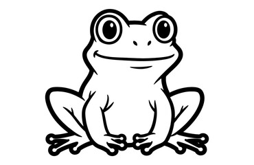 Cartoon Frog Line Art Vector Illustration