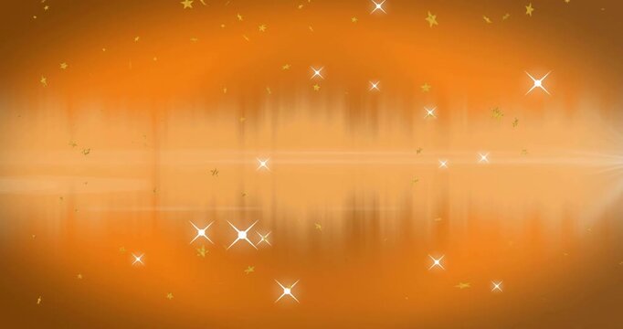 Gradient filling frame initiating white sparkles fading and gold stars drifting for shimmer effect