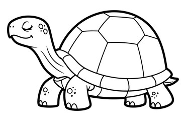 Simple Turtle Animal Line Drawing Sketch