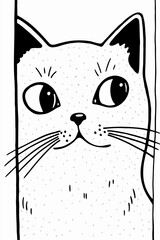 Whimsical Cat Face Illustration with Playful Dots and Bold Lines