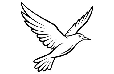 Flying Bird Outline Minimalist Drawing