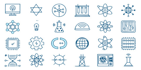 The collection of quantum computing solid icon vectors illustration
