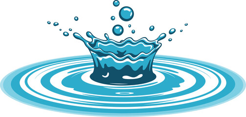 Vibrant vector illustration of blue water splash with ripples, liquid drop motion, purity, freshness, clean nature and eco concept design ©  Creative vectors