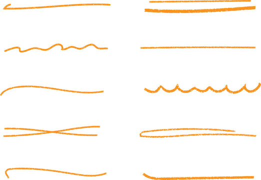 Orange Hand-Drawn Underline Strokes Minimal Vector Pack