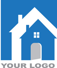 Real estate logo icon showing a house roof and property symbol for business and web illustration