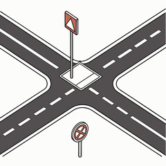 Flat road junction design vector on white background