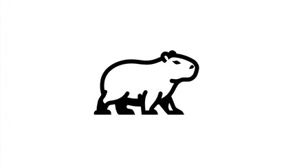 Obraz premium Minimalist illustration of a capybara standing on a white background