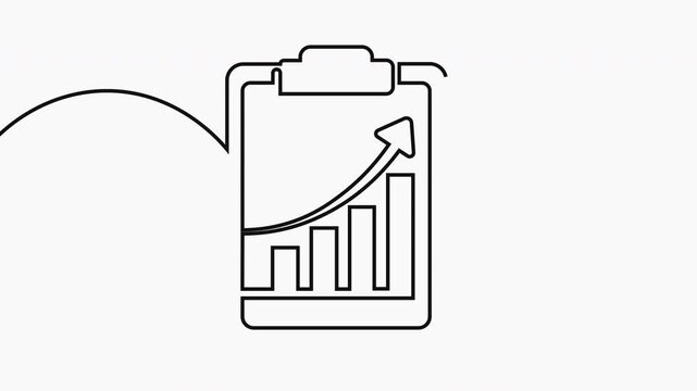 Continuous line graph drawing. Histogram up arrow animation.