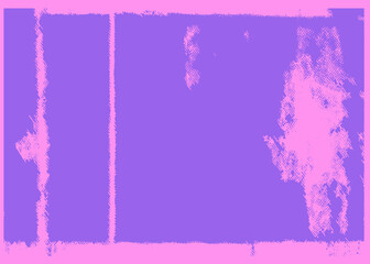 Vector illustration in grunge abstract style with rough, irregular shapes. The color palette uses pastel pink and purple. The image has a distressed, textured look with bold borders and forms.