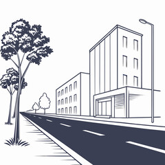 Minimal city road vector on white background