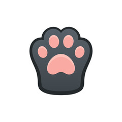 Isolated flat 3d cat paw icon for game, interface, sticker, app. The sign in a cartoon style for match 3, arcade, rpg. The pet sprite for craft element in hyper casual mobile game.