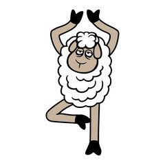 Sheep Tired Exhausted Sad Yoga Tree Pose Vrksasana Balance