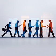 Business evolution and collaboration a visual metaphor of human progress and partnership in the corporate world