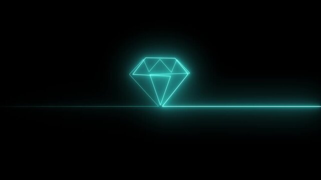 Abstract glowing of Diamond. Crystal jewel stone symbol for neon icon animation with back background.