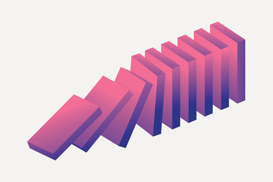 Falling pink domino blocks illustration vector